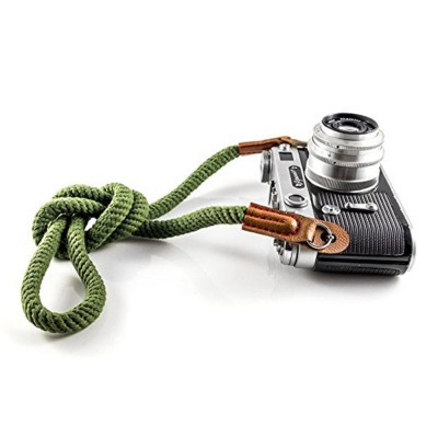 Camera Strap Handmade Soft Cotton Vintage Leather Camera Neck Shoulder Strap for Mirrorless and DSLR Camera,Green